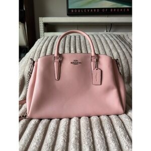 Coach Sage Carryall Petal Pink Crossgrain Leather Satchel Bag F28976 Silver